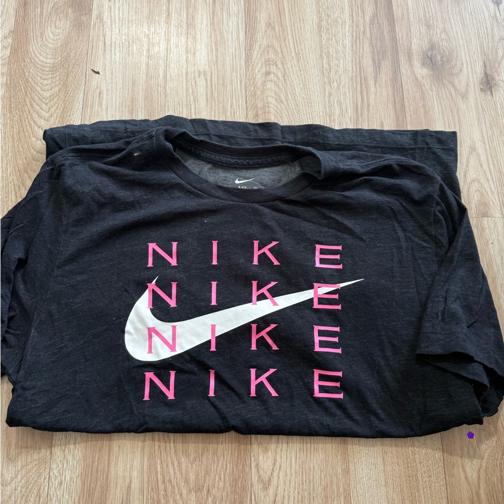 Nike Black Tee with Pink and White Accents